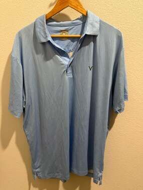 Callaway Opti-Dri Golf Polo Shirt Light Blue Checkered Size Large